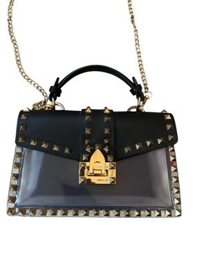 Black and Gold Translucent Studded Crossbody Bag